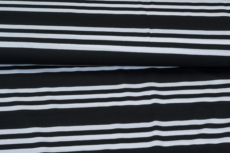 Baumwolljersey bedruckt 3-stripes schwarz-grau