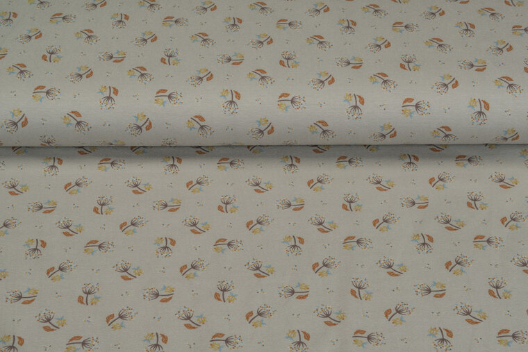Baumwolljersey bedruckt Dandelion grau-taupe