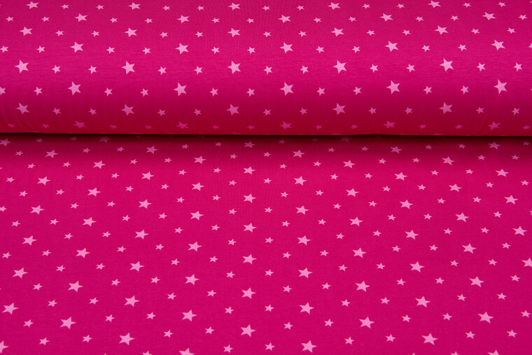 Baumwolljersey bedruckt stars pink