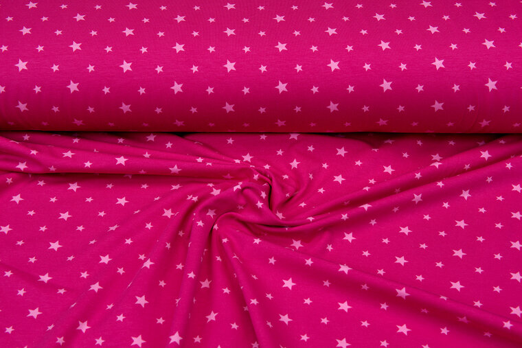 Baumwolljersey bedruckt stars pink