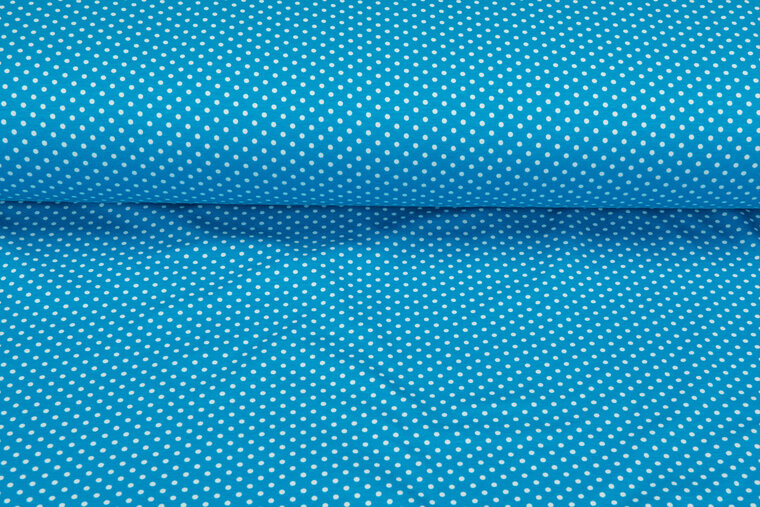 Baumwolljersey bedruckt dots aqua-weiss