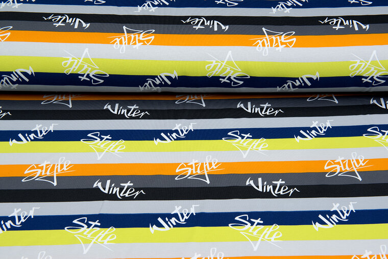 Baumwolljersey bedruckt colorful stripes winter style