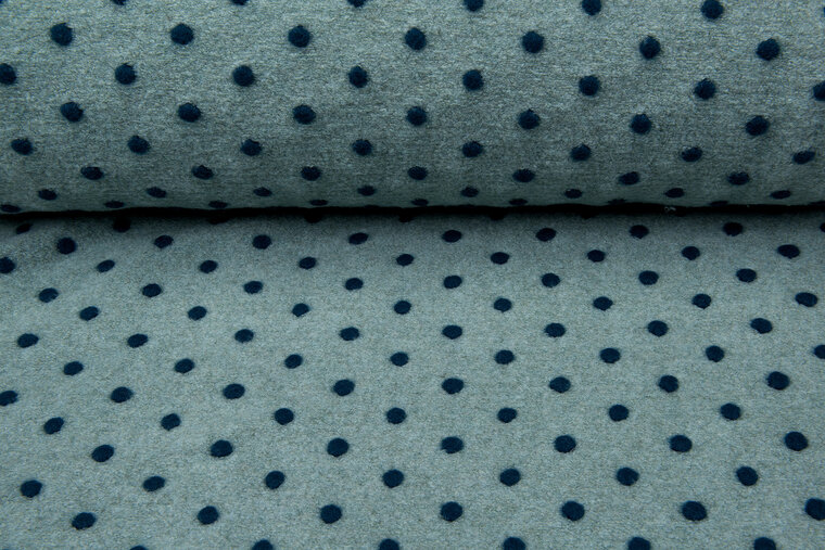 Boiled wool fluffy small dots mint-dunkelmint