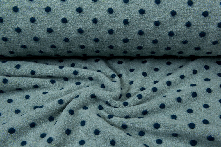 Boiled wool fluffy small dots mint-dunkelmint