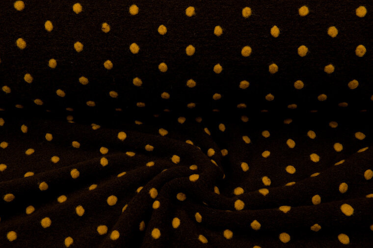 Boiled wool fluffy small dots braun-ockergelb