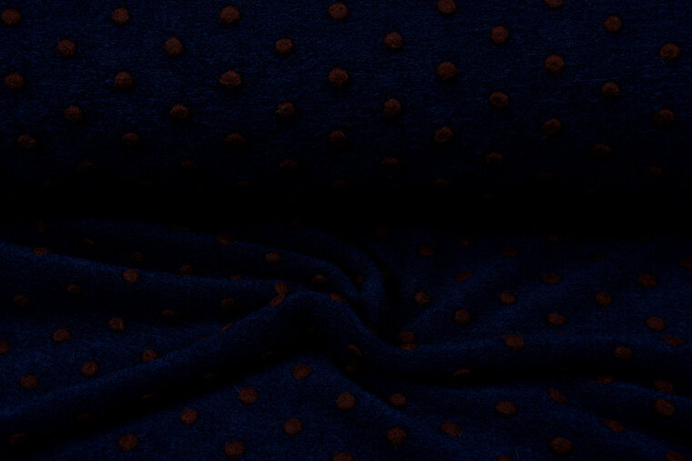 Boiled wool fluffy small dots blau-braun