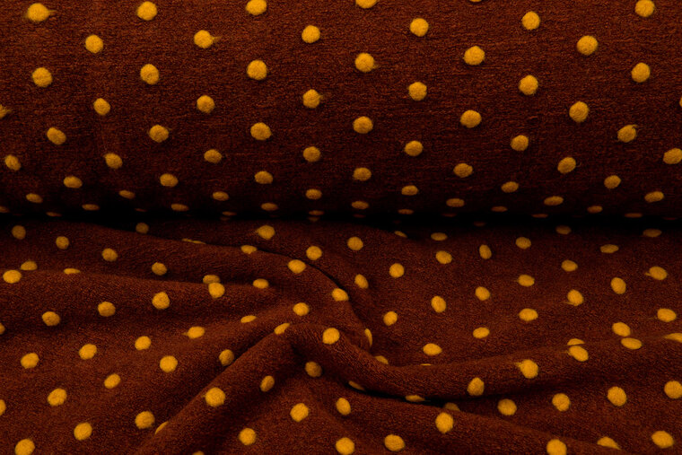 Boiled wool fluffy small dots rost-ockergelb