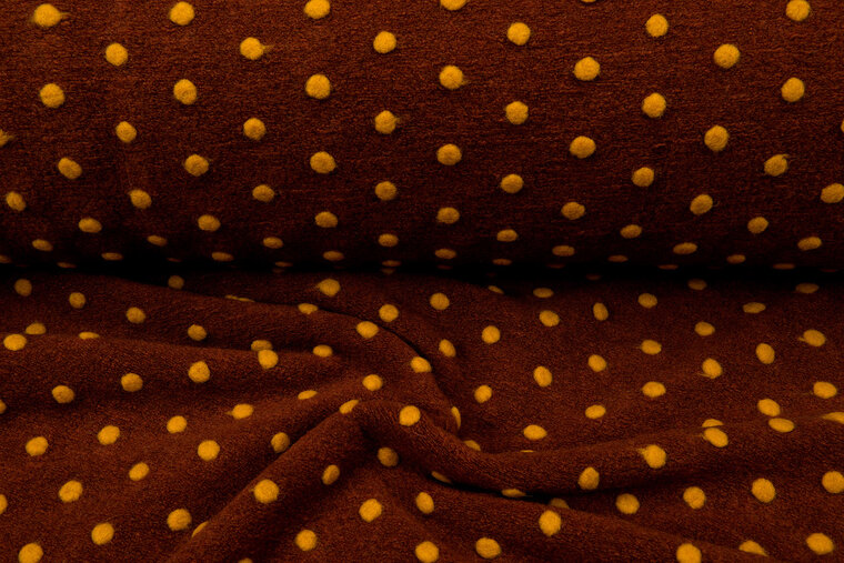 Boiled wool fluffy small dots rost-ockergelb