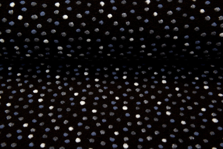Boiled wool fluffy multicolor dots dunkelbraun