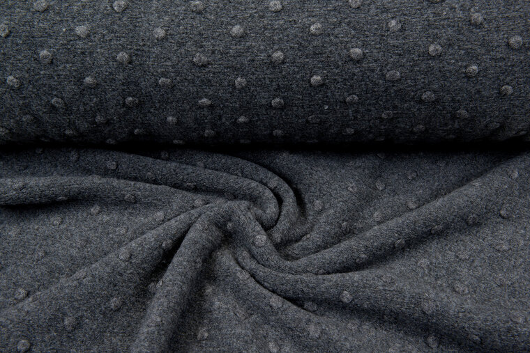 Boiled wool fluffy uni dots dunkelgrau