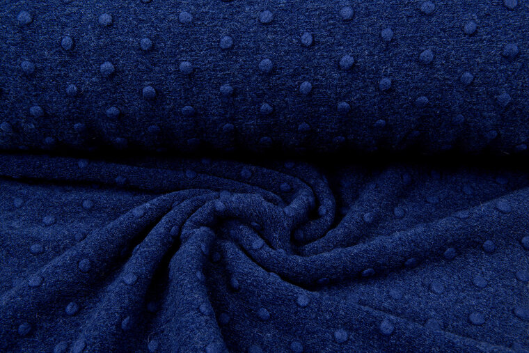 Boiled wool fluffy uni dots blau
