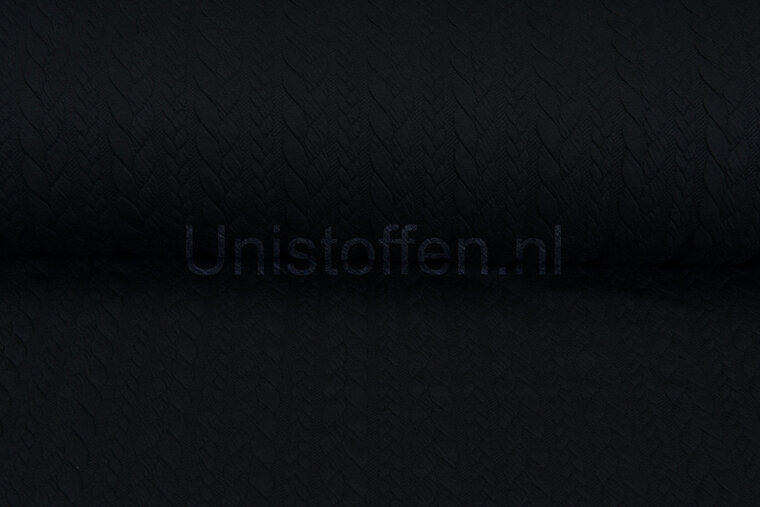 Strickstoff mit Zopfmuster Schwarz