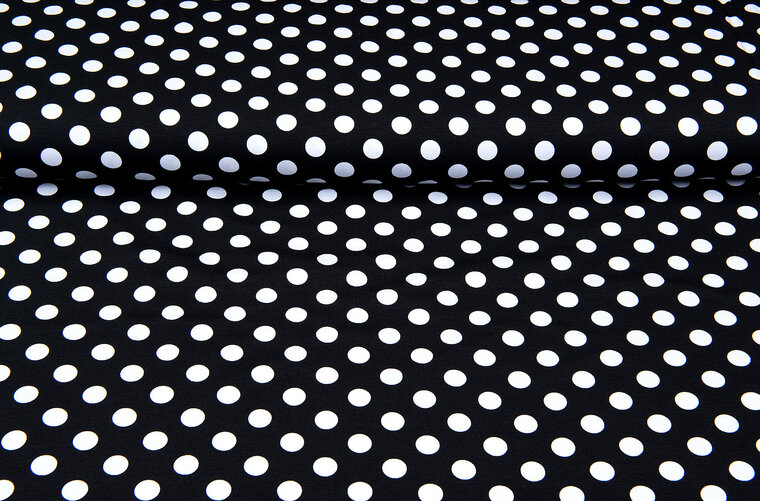 Baumwolljersey bedruckt dots schwarz-weiss