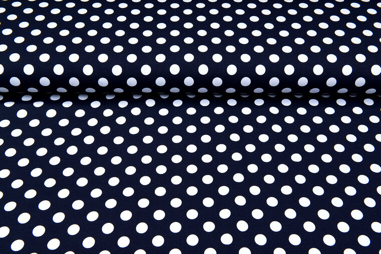 Baumwolljersey bedruckt dots dunkelblau-weiss