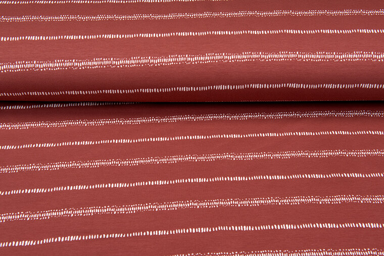 French Terry bedruckt stripes rost-ecru