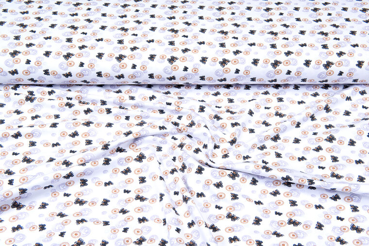 Baumwolljersey bedruckt butterfly weiss-lilac