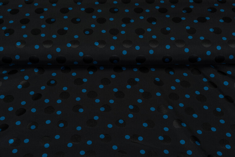 Satin bedruckt dots schwarz-blau