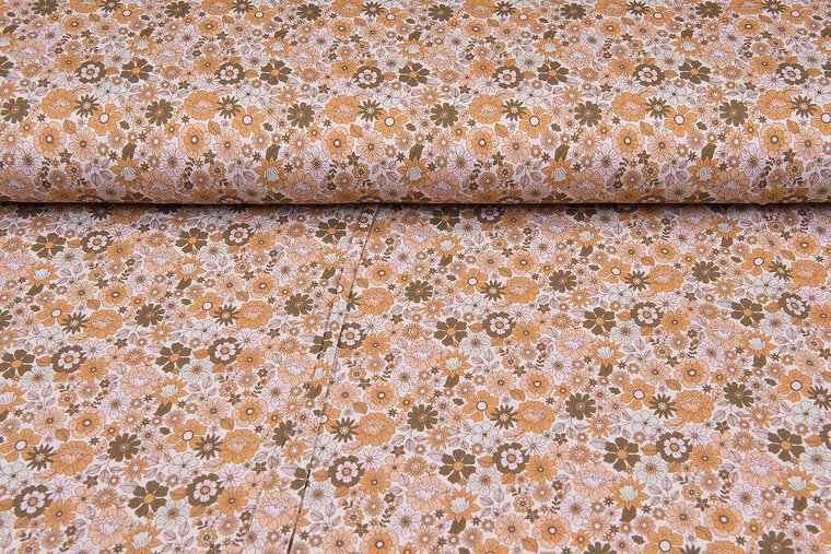 Baumwolljersey bedruckt bohemian style orange-braun