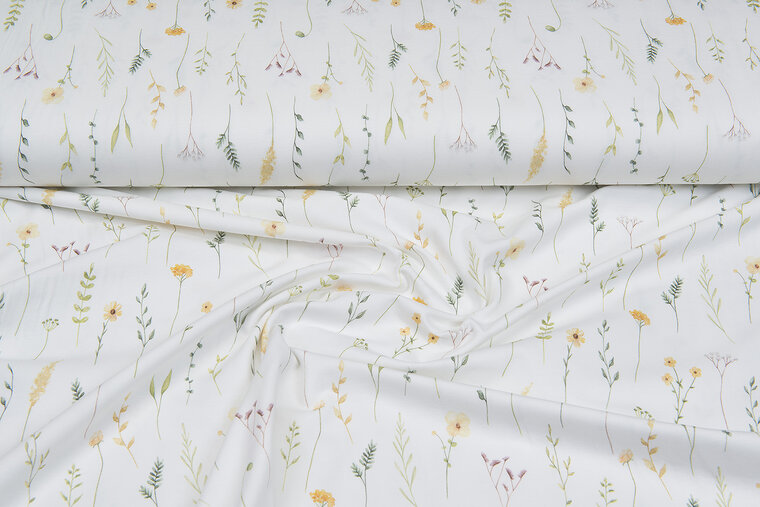 Baumwolljersey bedruckt twigs off-white