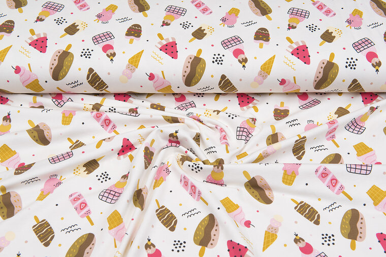 Baumwolljersey bedruckt icecreams rosa