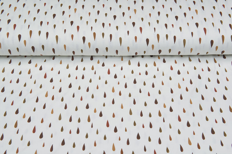 Baumwolljersey bedruckt raindrops off-white rost