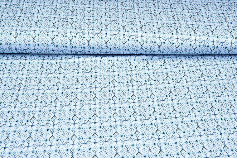 Baumwolljersey bedruckt fantasy mint-blau