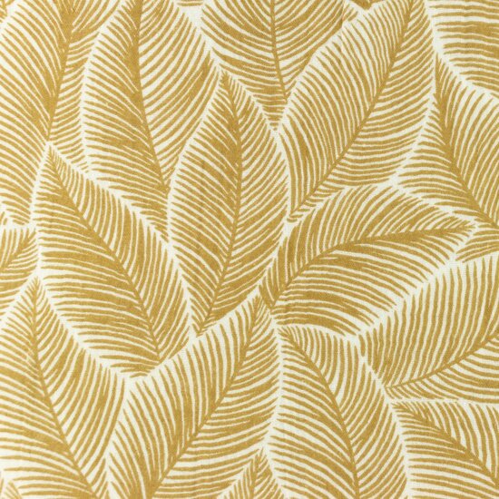 Baumwoll Musselin bedruckt glatt leaves dunkel beige