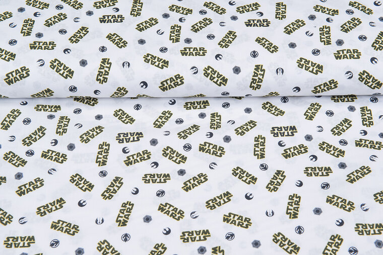 Lizenz Baumwoll Popeline Bedruckt Star Wars weiss