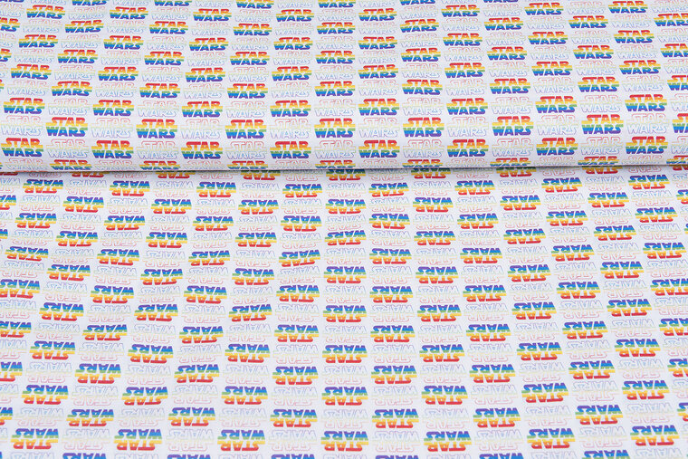 Lizenz Baumwoll Popeline Bedruckt Star Wars rainbow