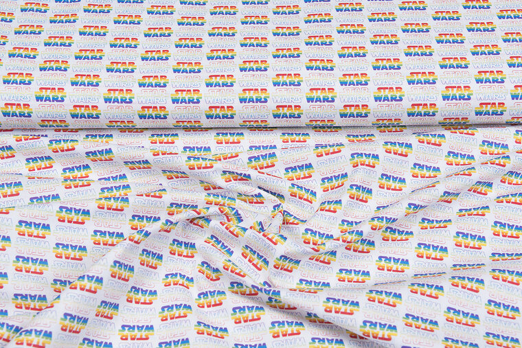Lizenz Baumwoll Popeline Bedruckt Star Wars rainbow
