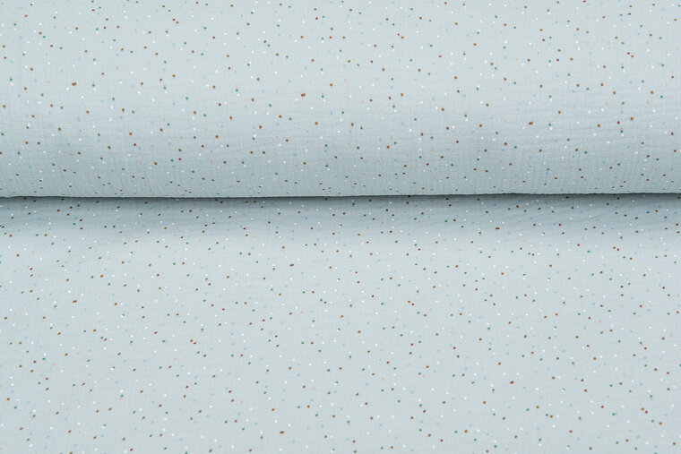 Baumwoll Musselin bedruckt little dots mint