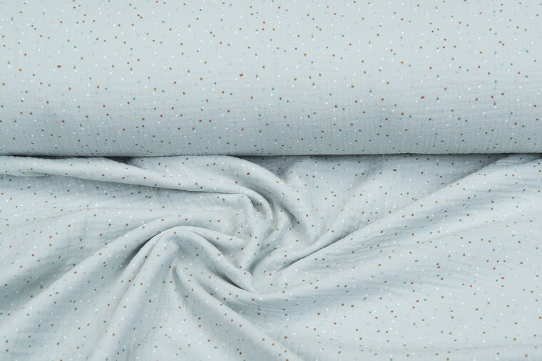 Baumwoll Musselin bedruckt little dots mint