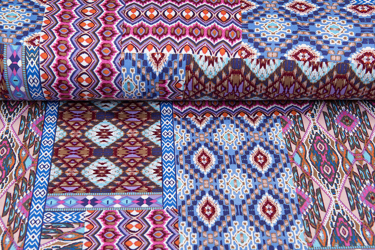 Viskose Jersey bedruckt multi patchwork rosa
