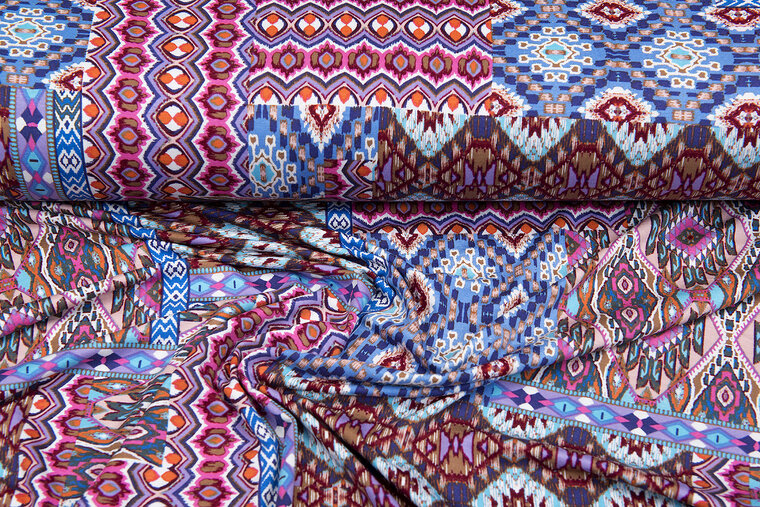 Viskose Jersey bedruckt multi patchwork rosa