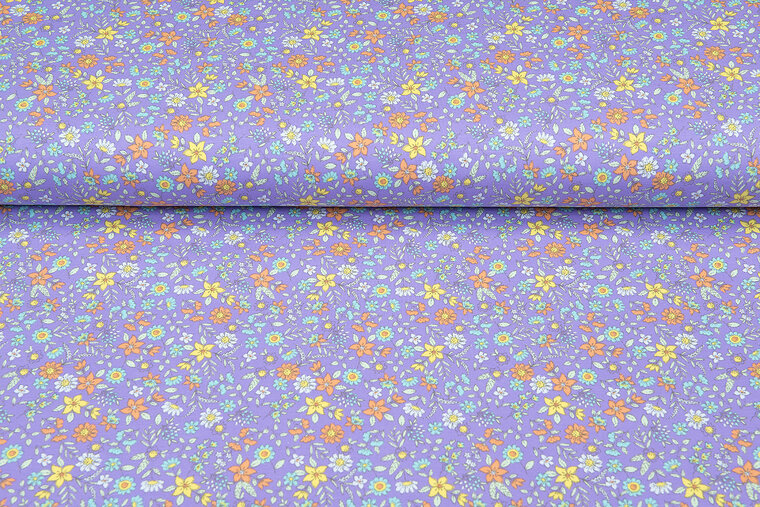 Baumwolljersey bedruckt little floral flieder