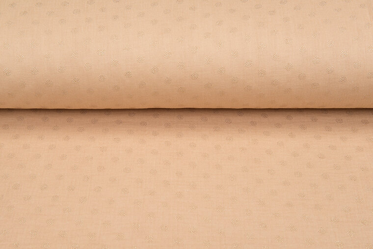 Baumwoll Musselin bedruckt bedrukt Foil Drops dunkelbeige-gold