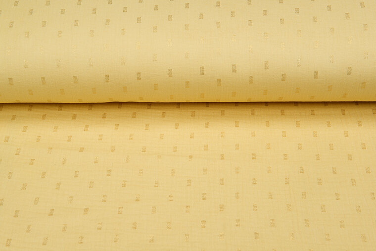 Baumwoll Musselin bedruckt bedrukt Foil Rectangle gelb-gold