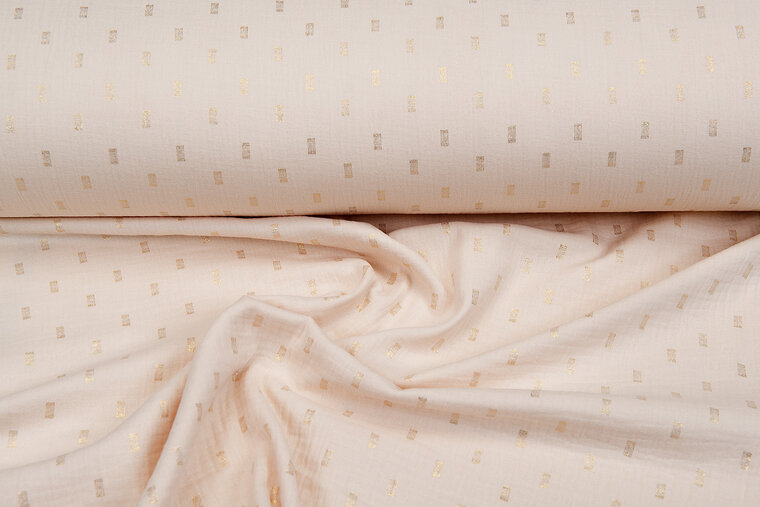 Baumwoll Musselin bedruckt bedrukt Foil Rectangle beige-gold