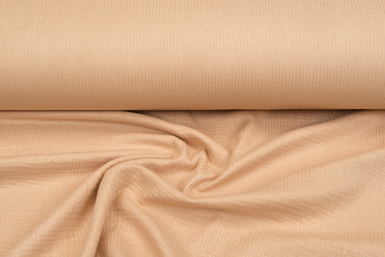 Baumwoll Musselin bedruckt bedrukt Foil Stripes dunkelbeige-gold