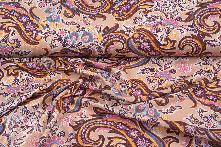 Viskose Jersey bedruckt bohemian paisley poplin stretch altrosa