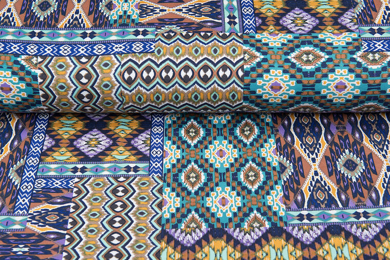 Viskose Jersey bedruckt multi patchwork mint