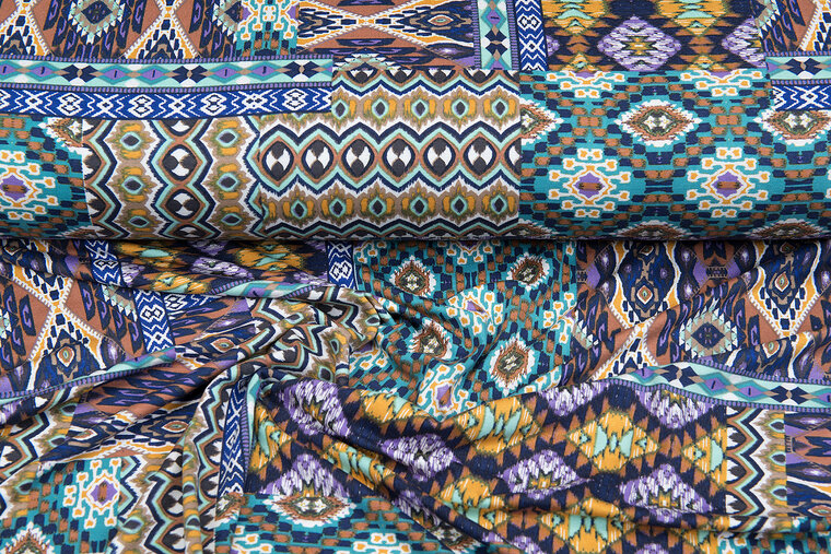Viskose Jersey bedruckt multi patchwork mint