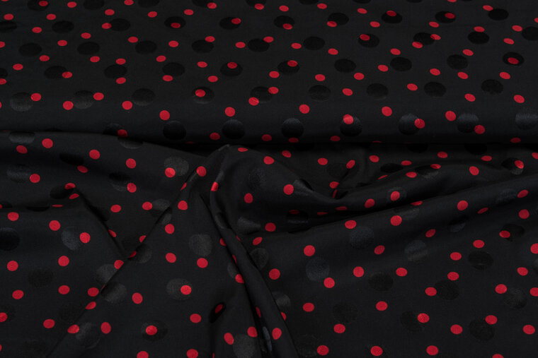 Satin bedruckt dots schwarz-rot