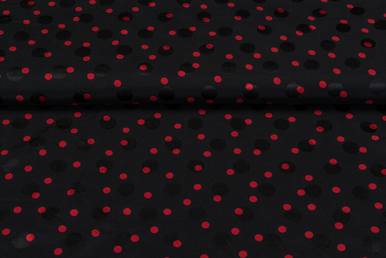 Satin bedruckt dots schwarz-rot