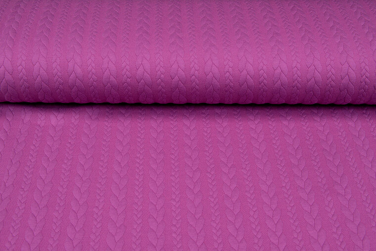Strickstoff mit Zopfmuster fuchsia