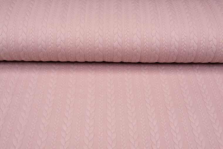 Strickstoff mit Zopfmuster altrosa
