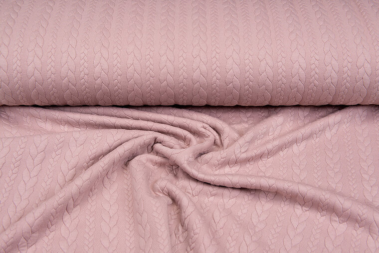 Strickstoff mit Zopfmuster altrosa