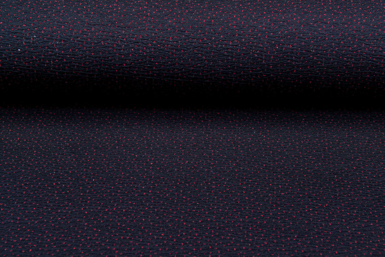 Strickstoff little dots dunkelblau-rot