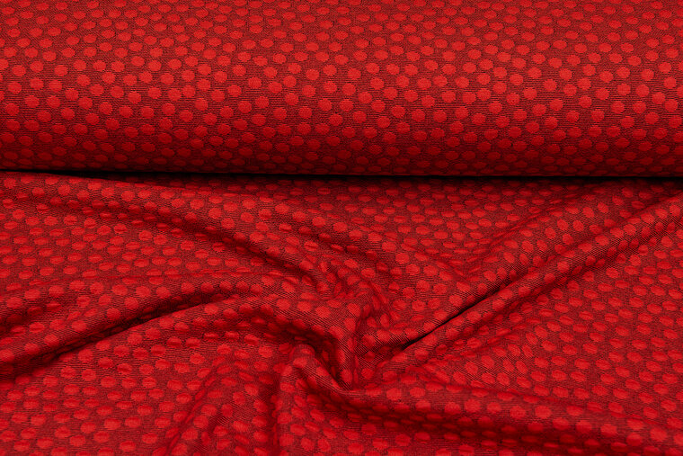 Strickstoff dots donkerrood-rood