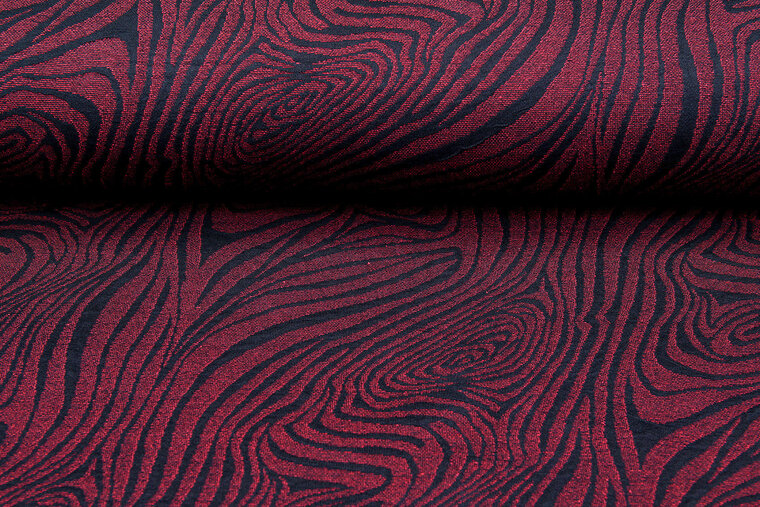 Strickstoff retro stripes bordeaux-schwarz